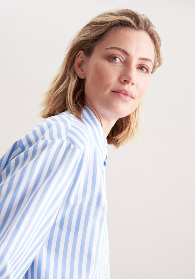 Oversized Hemdbluse in Boxy Länge aus Baumwoll Twill in Mittelblau | Seidensticker Onlineshop
