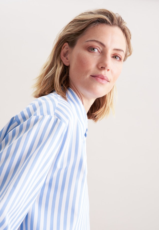 Oversized Hemdbluse in Boxy Länge aus Baumwoll Twill in Mittelblau |  Seidensticker Onlineshop