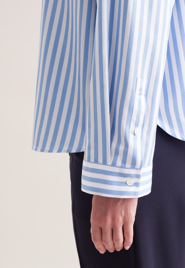 Oversized Hemdbluse in Boxy Länge aus Baumwoll Twill in Mittelblau |  Seidensticker Onlineshop