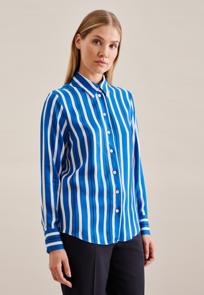 Long sleeve Shirt Blouse in Medium Blue | Seidensticker Onlineshop