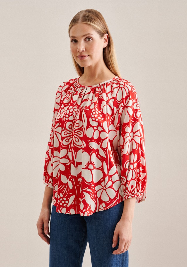 3/4-sleeve Satin Shirt Blouse in Red | Seidensticker Onlineshop