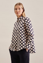 lange Arm Satin Shirtblouse in Donkerblauw |  Seidensticker Onlineshop