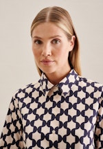 lange Arm Satin Shirtblouse in Donkerblauw |  Seidensticker Onlineshop