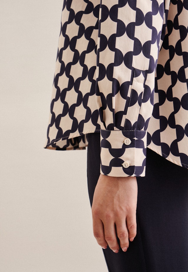 Shirt Blouse Geometric pattern in Dark Blue |  Seidensticker Onlineshop