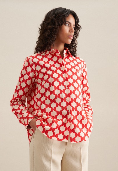 Shirt Blouse Geometric pattern in Red |  Seidensticker Onlineshop