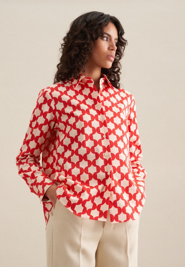 Long sleeve Satin Shirt Blouse in Red |  Seidensticker Onlineshop