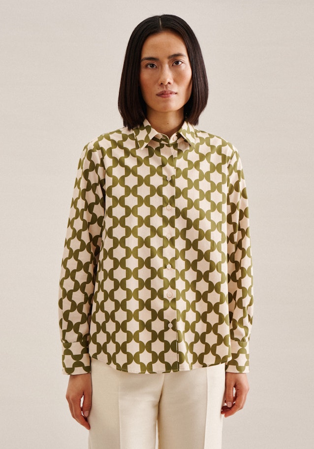 Long sleeve Satin Shirt Blouse in Green | Seidensticker Onlineshop