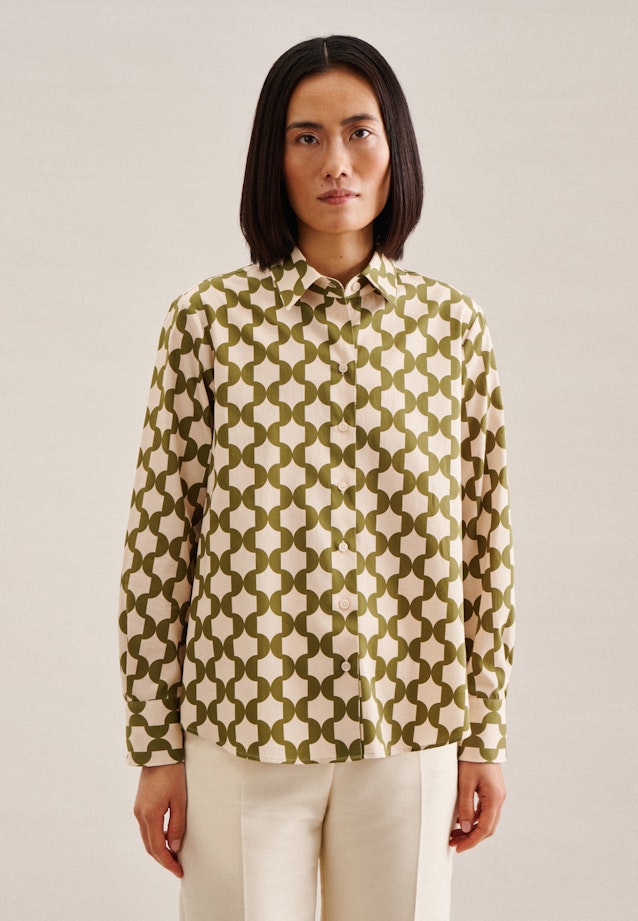 Long sleeve Satin Shirt Blouse in Green |  Seidensticker Onlineshop