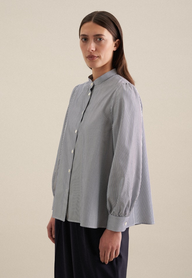 Twill Stehkragenbluse in Dunkelblau | Seidensticker Onlineshop