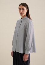 Twill Blouse Met Opstaande Kraag in Donkerblauw |  Seidensticker Onlineshop