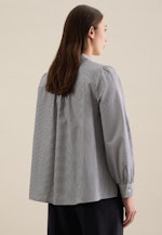 Twill Blouse Met Opstaande Kraag in Donkerblauw |  Seidensticker Onlineshop