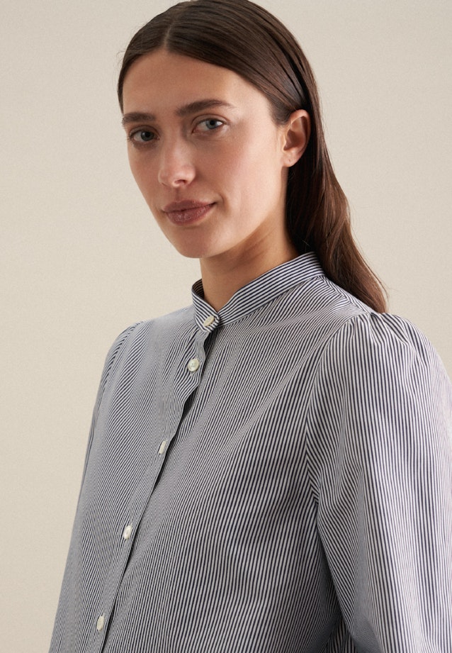 Twill Blouse Met Opstaande Kraag in Donkerblauw |  Seidensticker Onlineshop