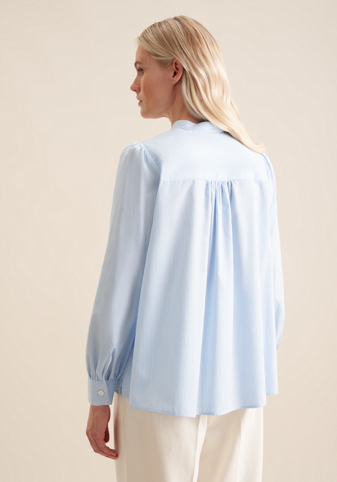 Stand collar blouse Stripe in Medium Blue | Seidensticker online shop