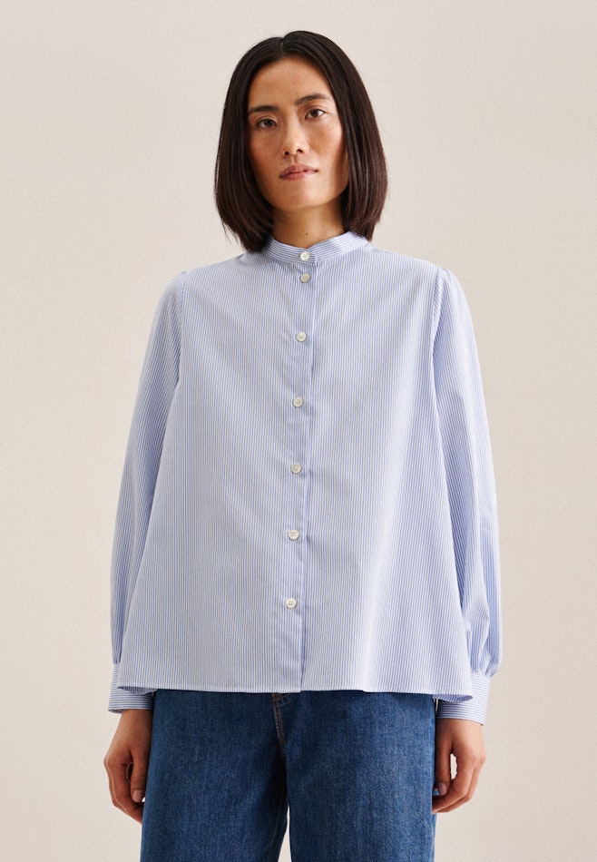 Twill Stand-Up Blouse in Medium Blue | Seidensticker online shop