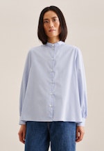 Twill Stand-Up Blouse in Medium Blue |  Seidensticker Onlineshop