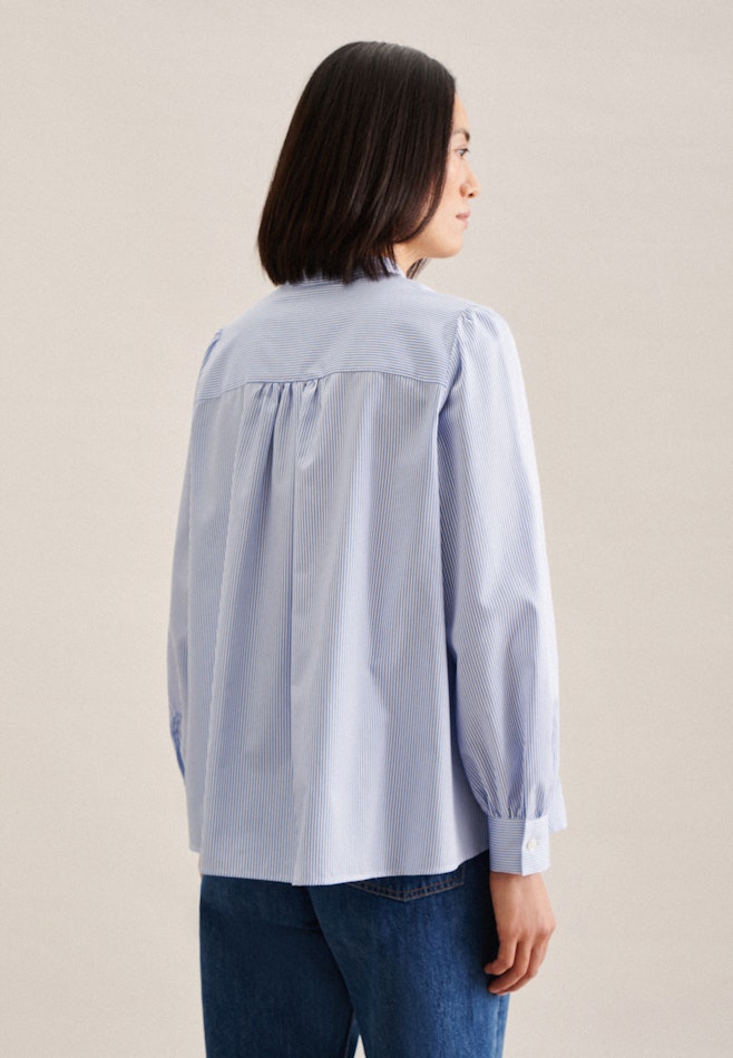 Long sleeve Twill Stand-Up Blouse in Medium Blue | Seidensticker online shop