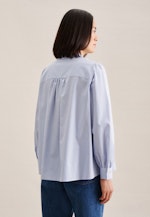 Twill Stand-Up Blouse in Medium Blue |  Seidensticker Onlineshop