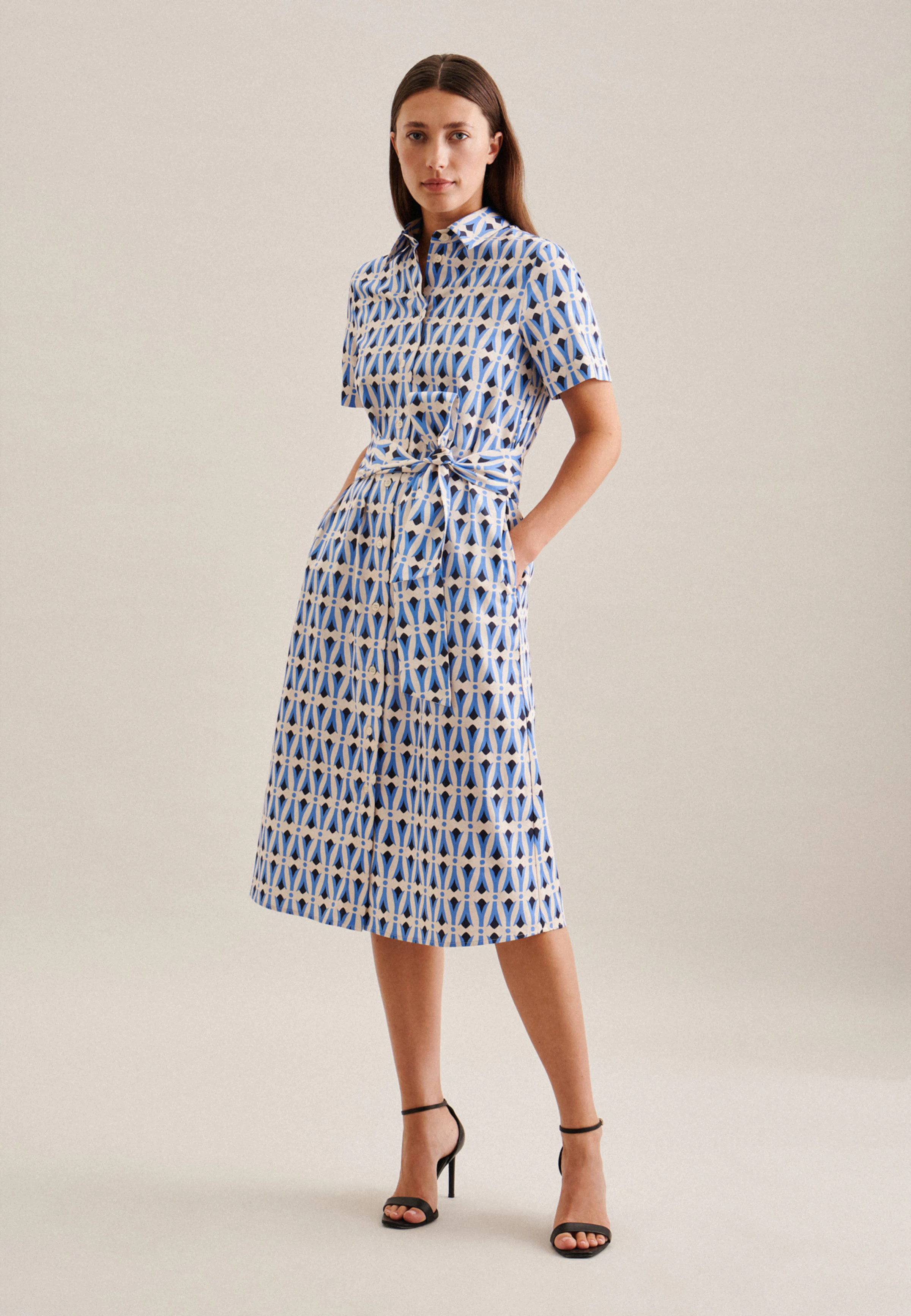 Women Dress Geometric patterns medium blue