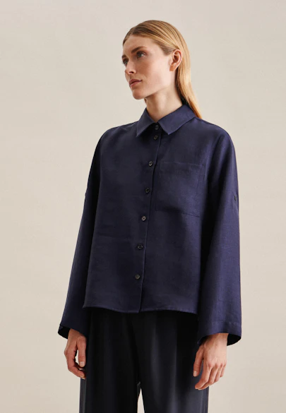 Regular Hemdbluse Uni in Dunkelblau |  Seidensticker Onlineshop