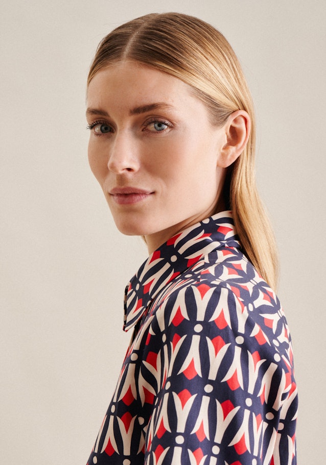 Regular Hemdbluse Geometrische Muster in Dunkelblau | Seidensticker Onlineshop