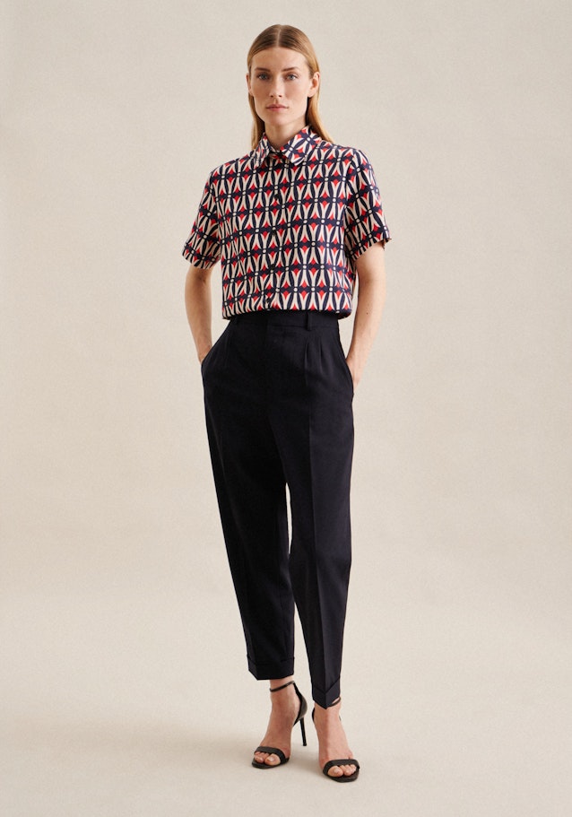 Regular Hemdbluse Geometrische Muster in Dunkelblau | Seidensticker Onlineshop
