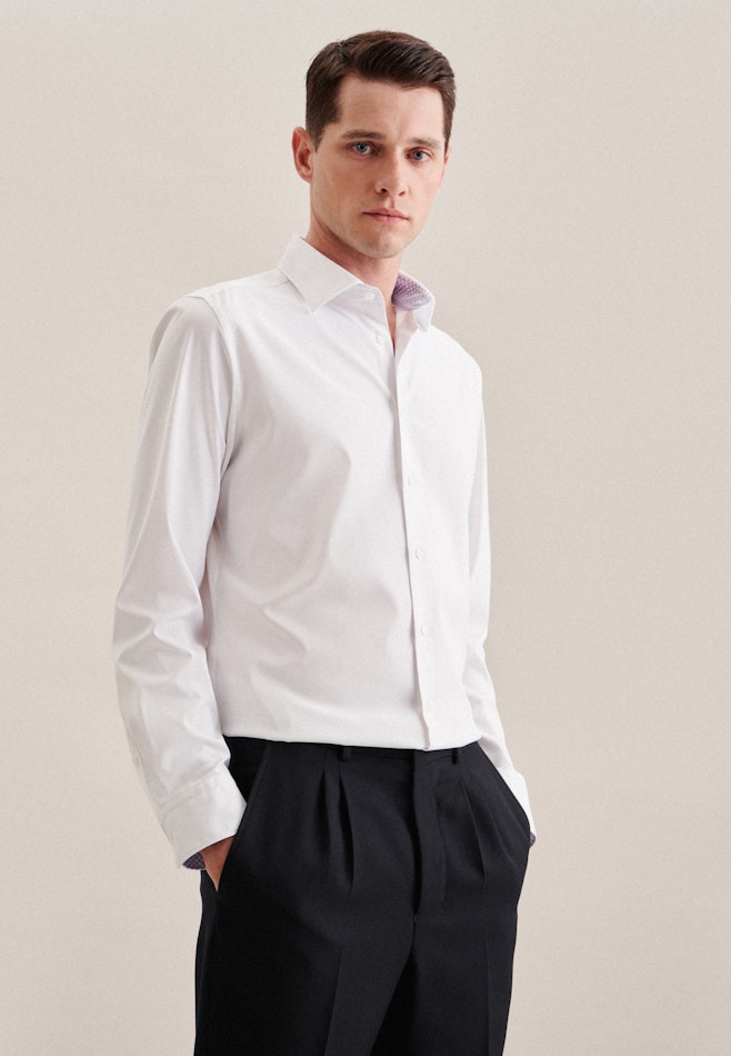 Chemise performance Slim Twill (sergé) Col Kent dans Blanc | Boutique en ligne Seidensticker