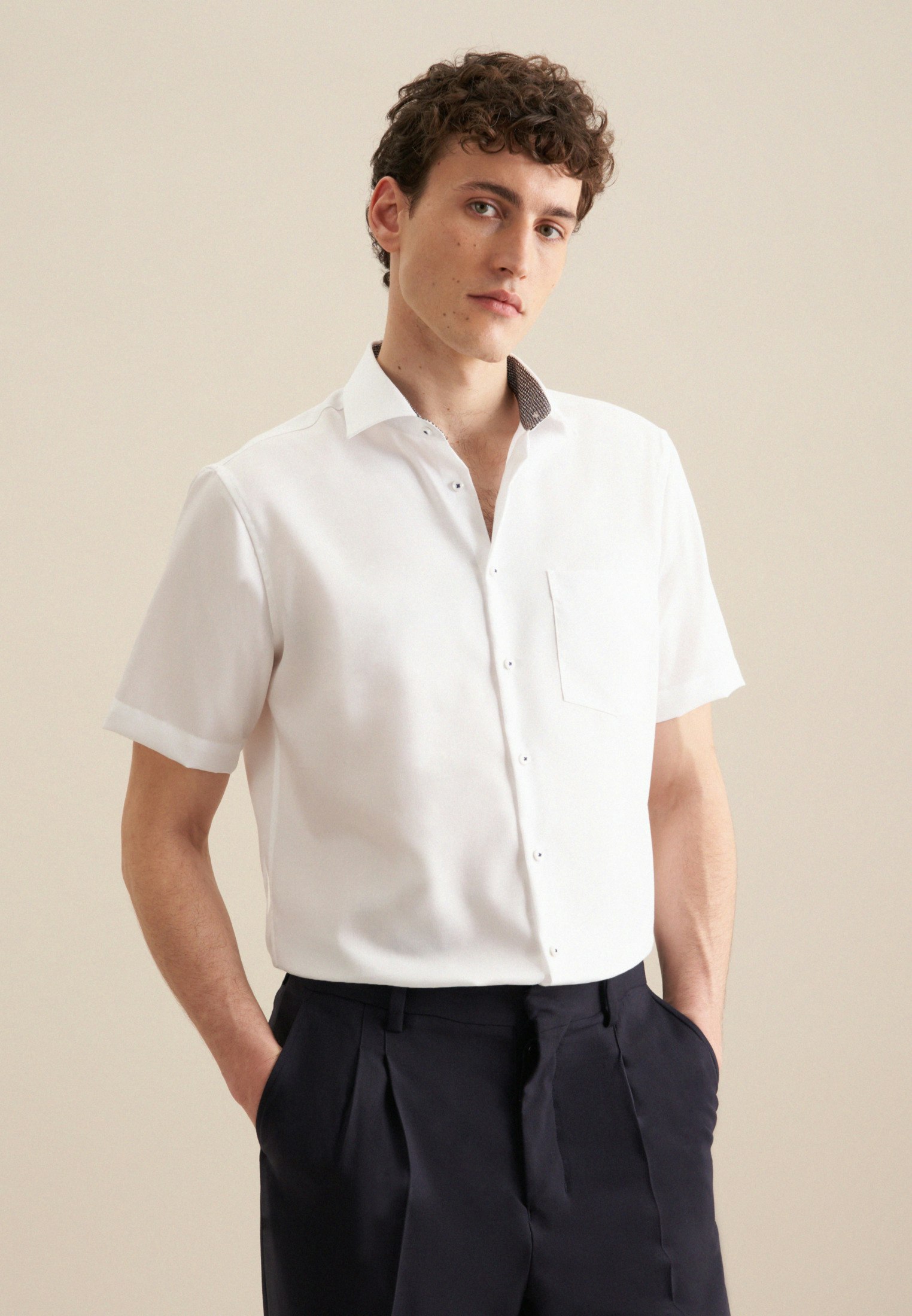 全国宅配無料 Men Regular in Shirt Business sleeve Short Twill Non-iron トップス