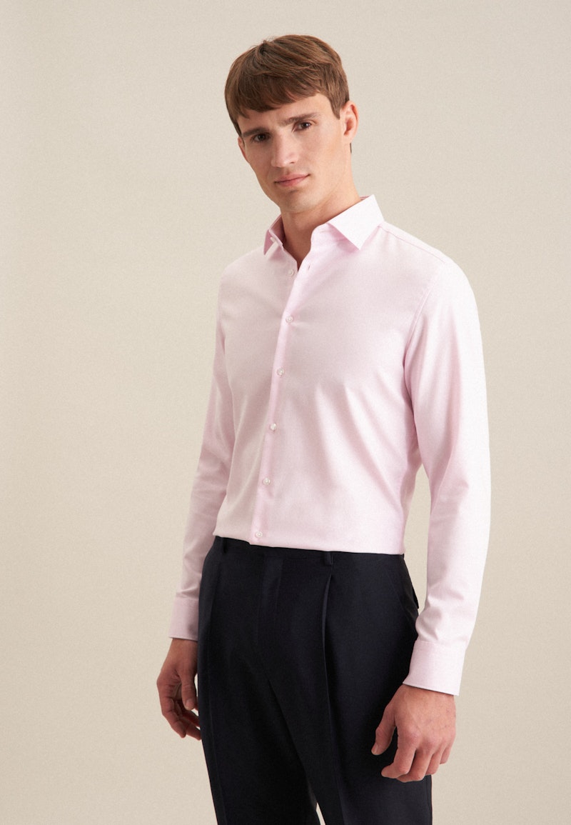 Non-iron Twill Business Shirt in Slim with Kent-Collar