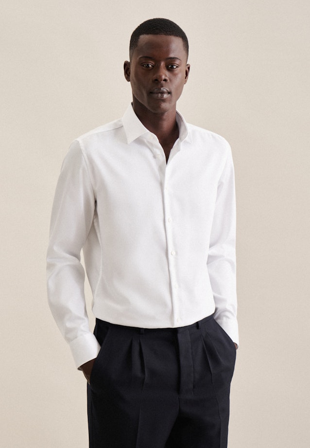 Non-iron Twill Business shirt in Slim with Kent-Collar in White |  Seidensticker Onlineshop