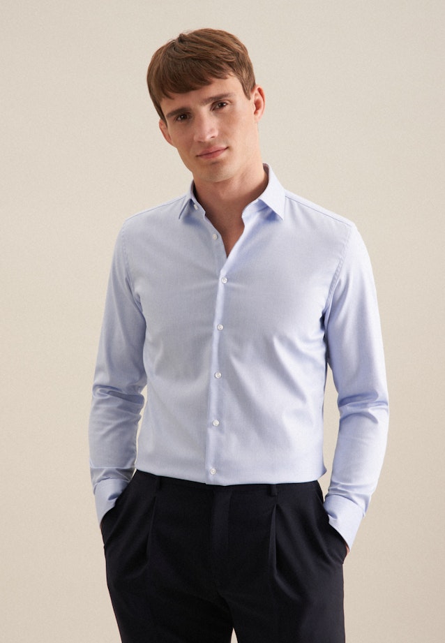 Non-iron Twill Business shirt in Slim with Kent-Collar in Light Blue |  Seidensticker Onlineshop