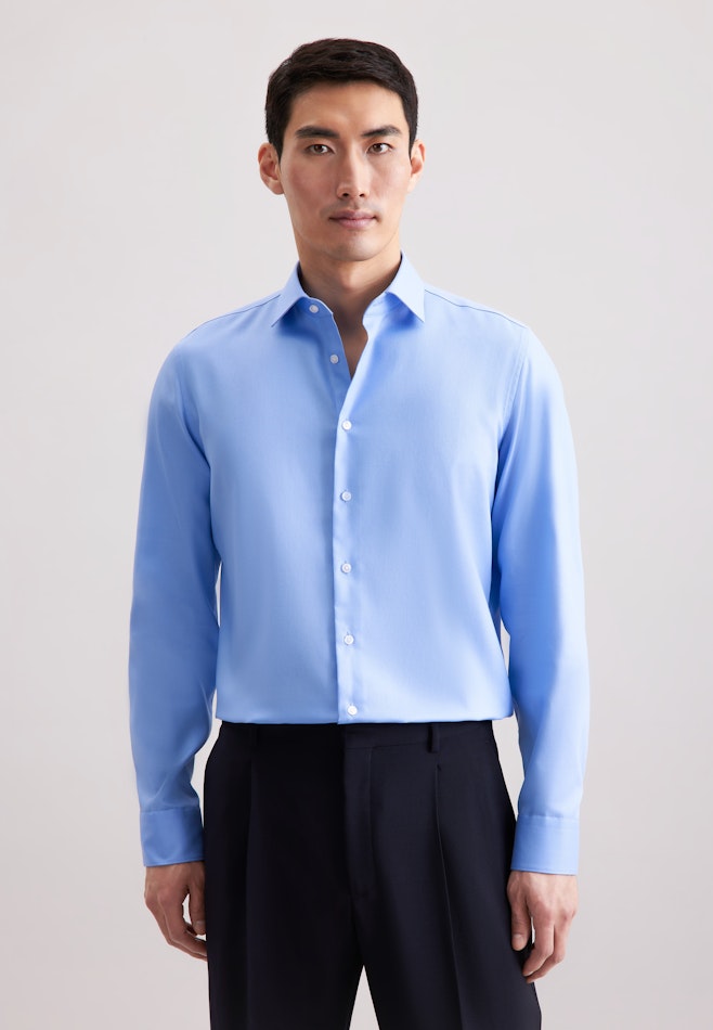 Slim Business shirt Uni in Mittelblau | Seidensticker online shop