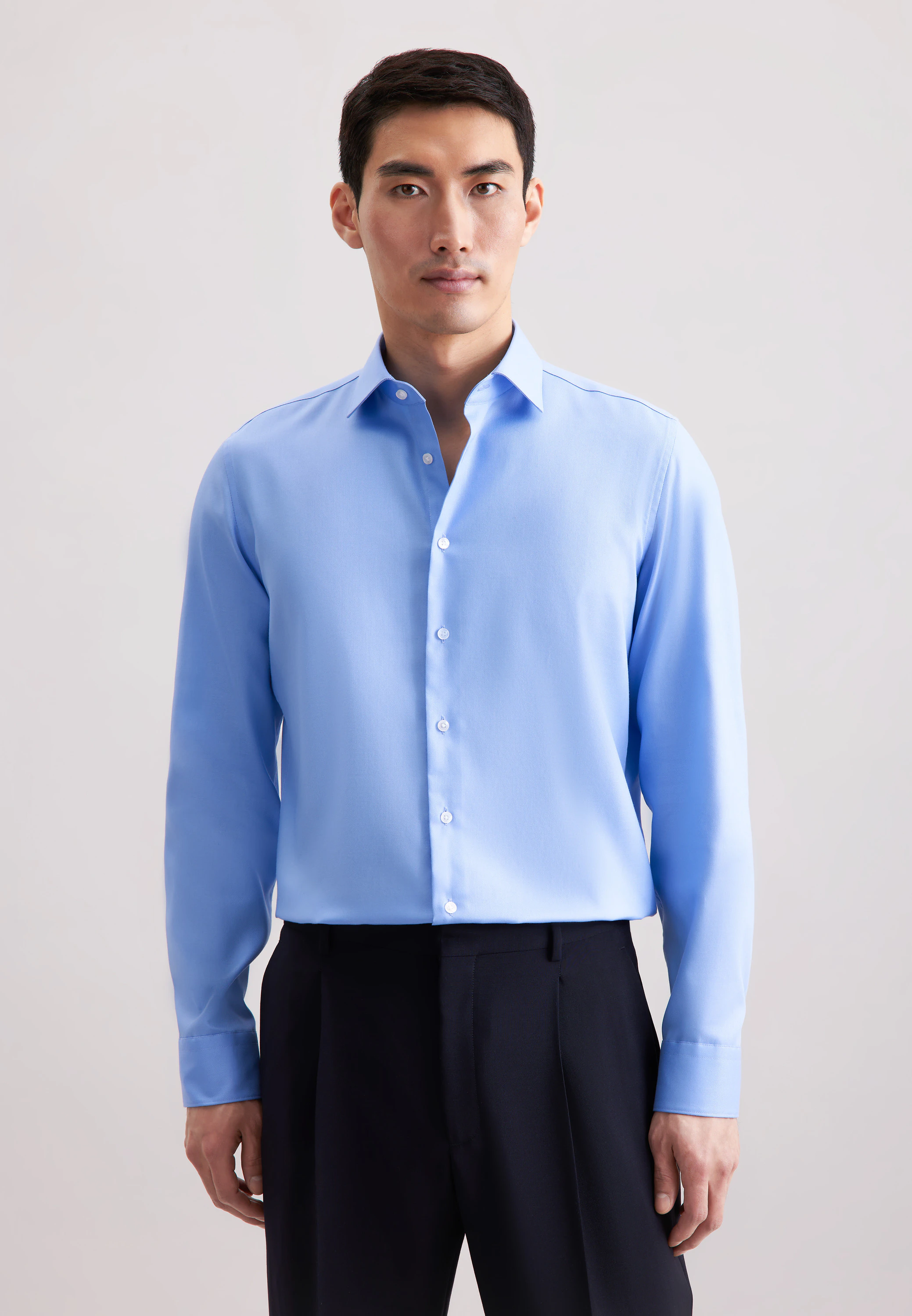 Slim Business Hemd Uni Blau 45