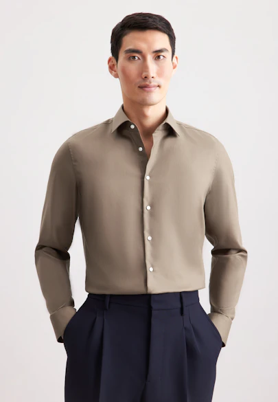 Slim Business Hemd Uni in Beige |  Seidensticker Onlineshop
