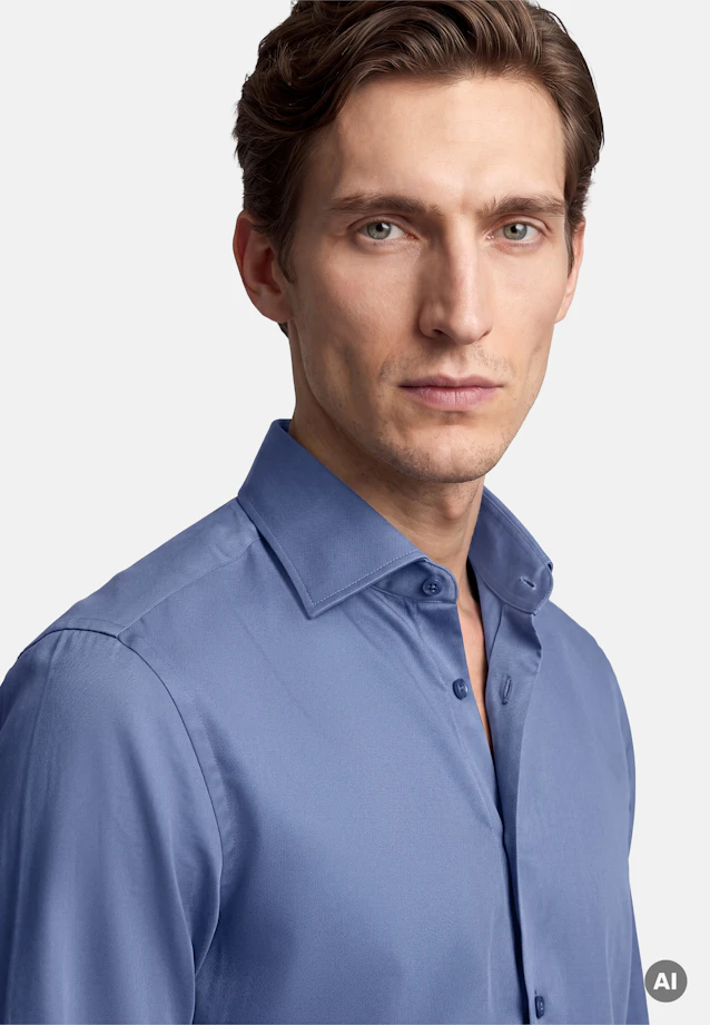 Slim Business shirt Uni in Mittelblau |  Seidensticker Onlineshop