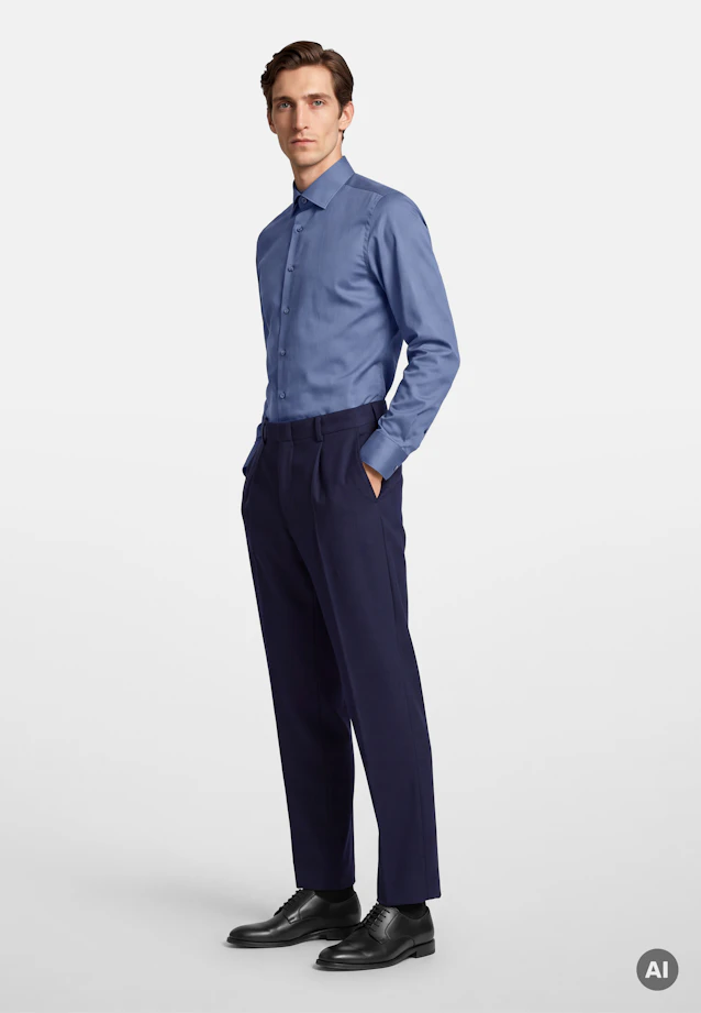 Slim Business shirt Uni in Mittelblau |  Seidensticker Onlineshop