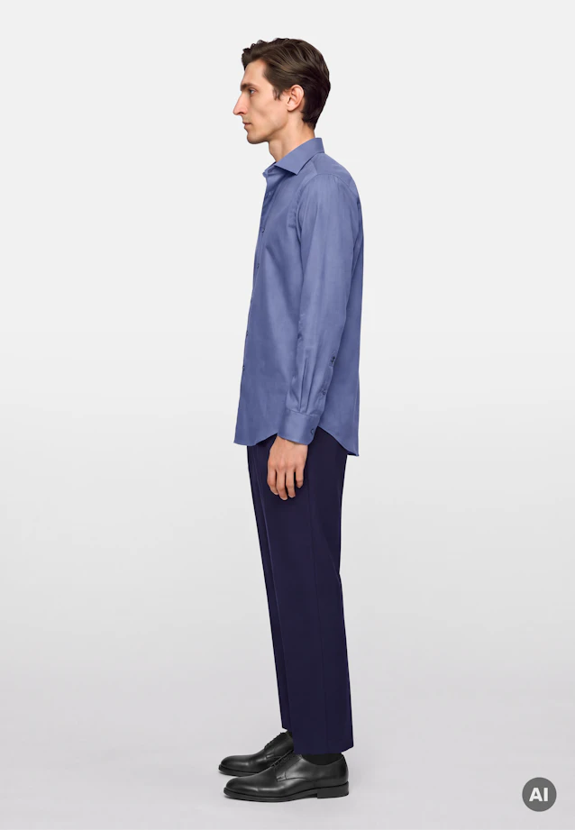 Slim Business shirt Uni in Mittelblau |  Seidensticker Onlineshop