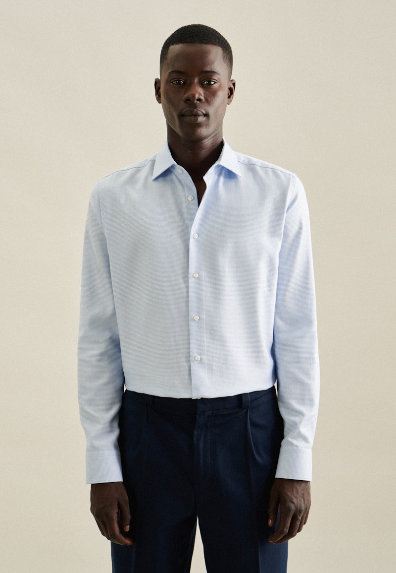 Easy-iron Structure Business Shirt in Slim with Kent-Collar