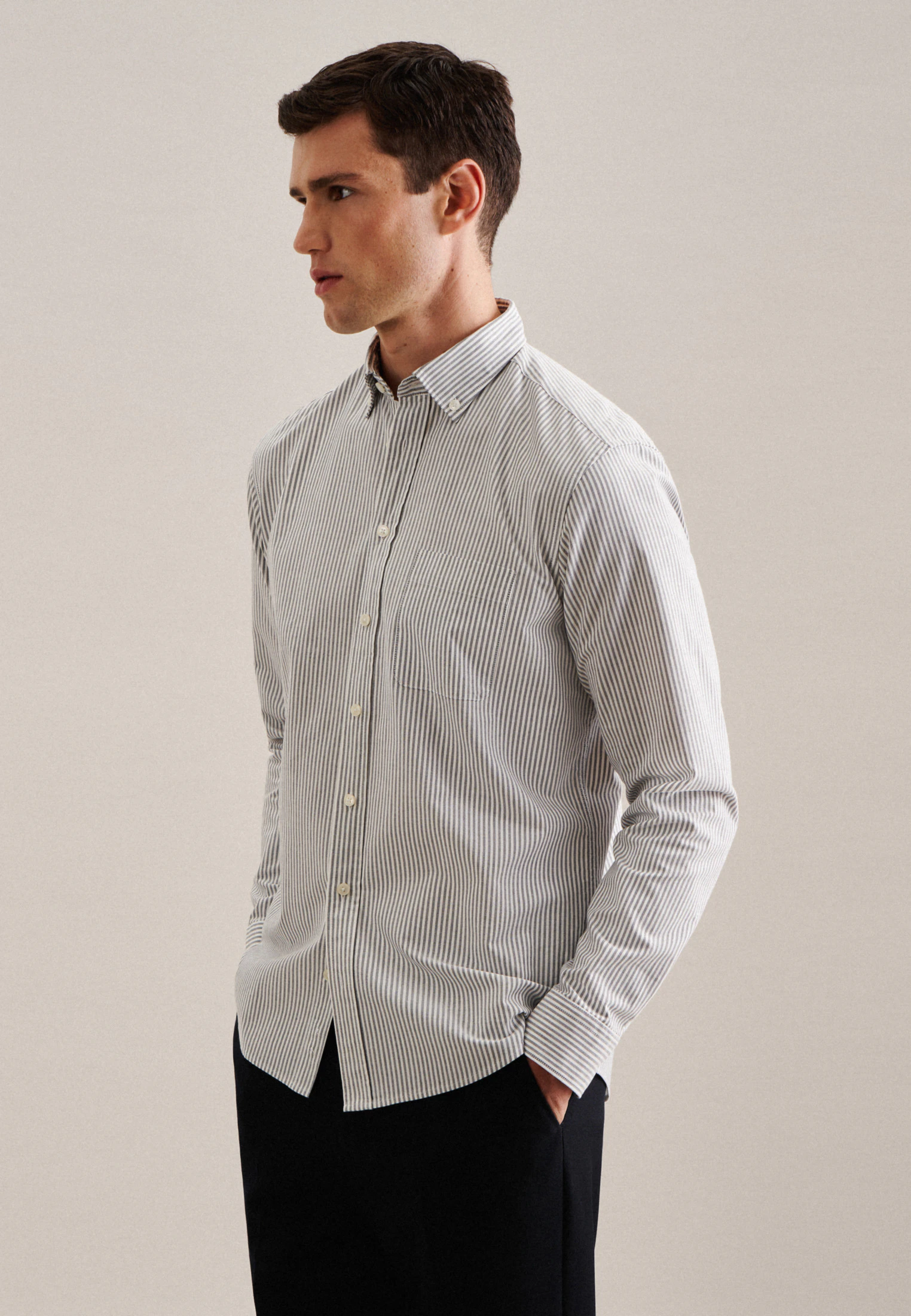 Regular Casual Hemd Streifen Blau