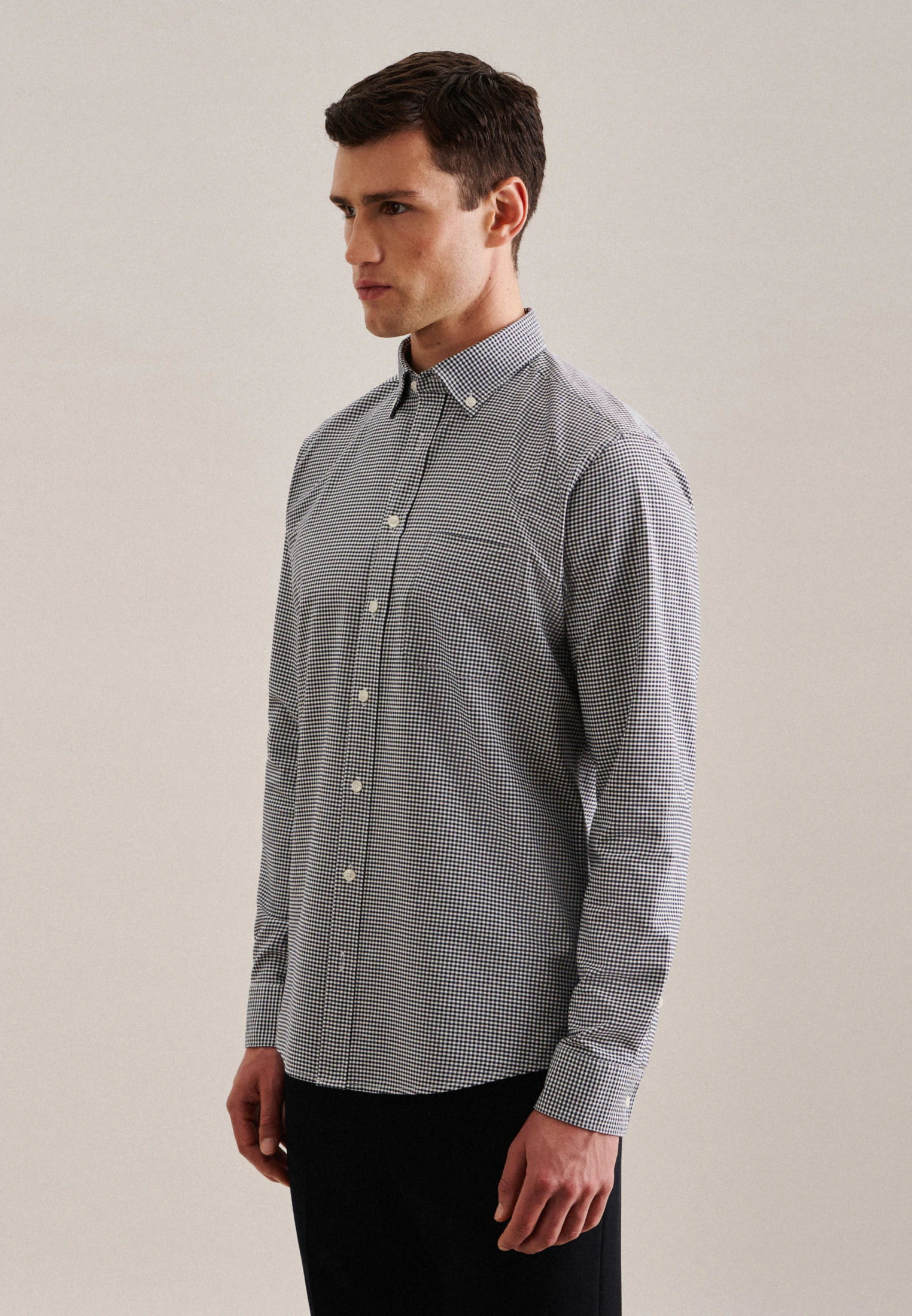 Regular Casual Hemd Karo Blau