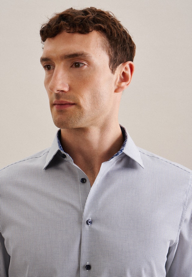 X-Slim Chemise d'affaires carreaux in Bleu Moyen |  Seidensticker Onlineshop