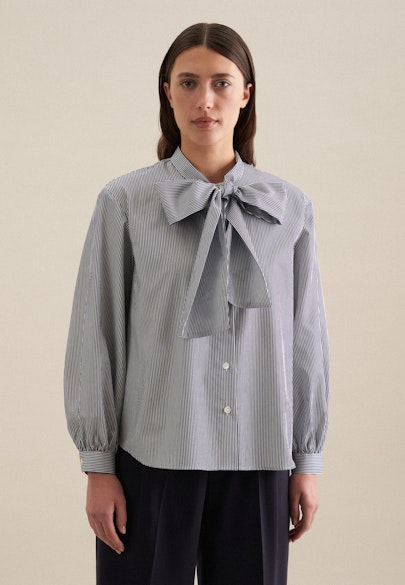 Tie-Neck Blouse Stripes in Dark Blue |  Seidensticker Onlineshop