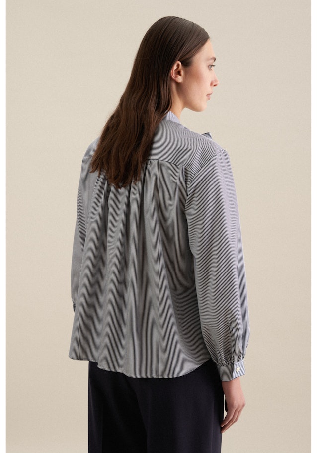 Long sleeve Twill Tie-Neck Blouse in Dark Blue | Seidensticker Onlineshop