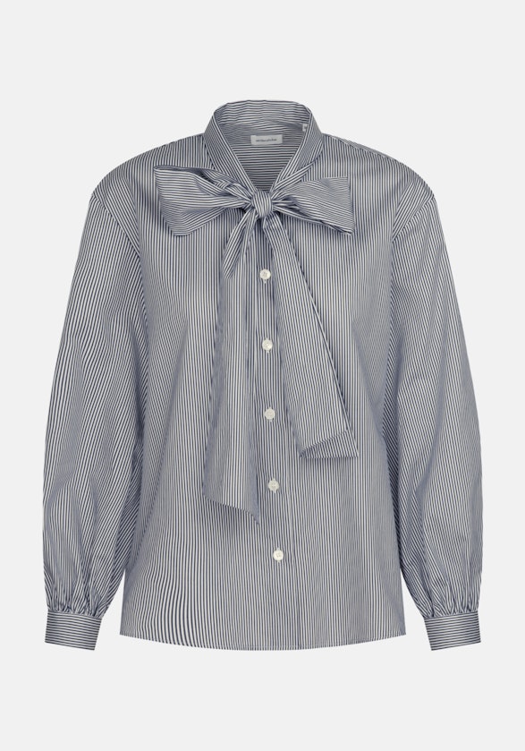 Long sleeve Twill Tie-Neck Blouse in Dark Blue |  Seidensticker Onlineshop