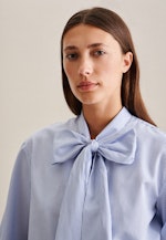 Long sleeve Twill Tie-Neck Blouse in Medium Blue |  Seidensticker Onlineshop