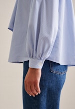 Long sleeve Twill Tie-Neck Blouse in Medium Blue |  Seidensticker Onlineshop