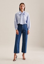 Long sleeve Twill Tie-Neck Blouse in Medium Blue |  Seidensticker Onlineshop