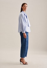 Long sleeve Twill Tie-Neck Blouse in Medium Blue |  Seidensticker Onlineshop