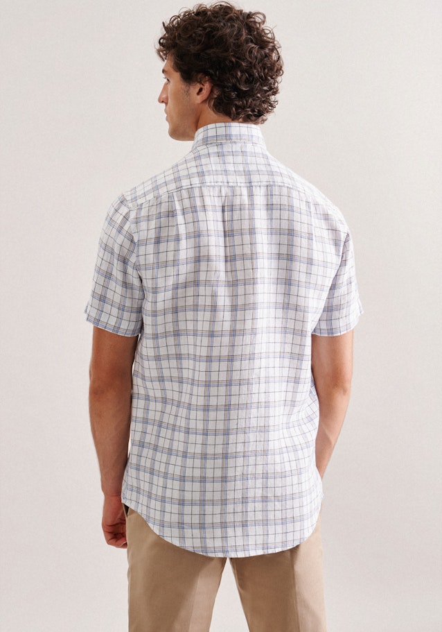 Linen Short sleeve Business Shirt in Regular with Kent-Collar in Brown | Seidensticker Onlineshop