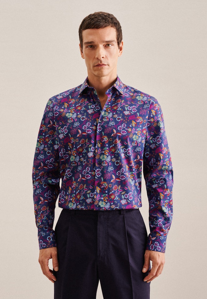 Business Shirt in Regular with Kent-Collar in Medium Blue | Seidensticker online shop
