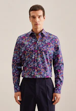 Regular Business Hemd Floral in Mittelblau |  Seidensticker Onlineshop